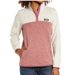 LL Bean Womens Colorbock Sweater Fleece Pullover In Sailcloth/ Rose Wash XL